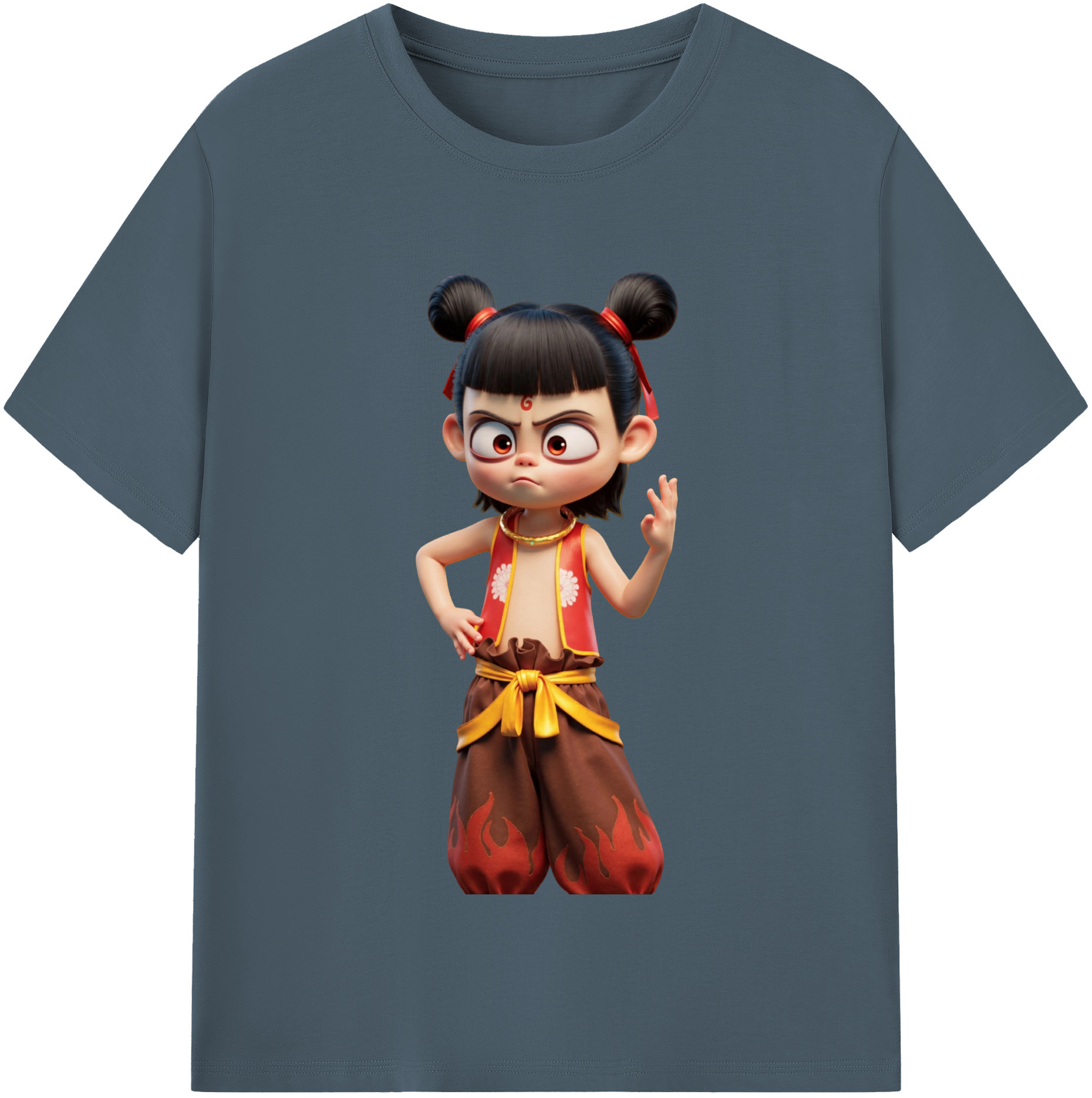 （画像用） Ne Zha 2 ナタ 魔童の大暴れ 綿100％半袖Tシャツ（フロントプリント）